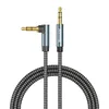 Nanxudyj AUX Cord 6ft, 3.5mm Stereo Audio Cable 90 Degree Right Angle Nylon Braided Male to Male for