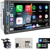 PLZ 7-inch Wireless Double DIN Car Stereo with Apple CarPlay and Android Auto