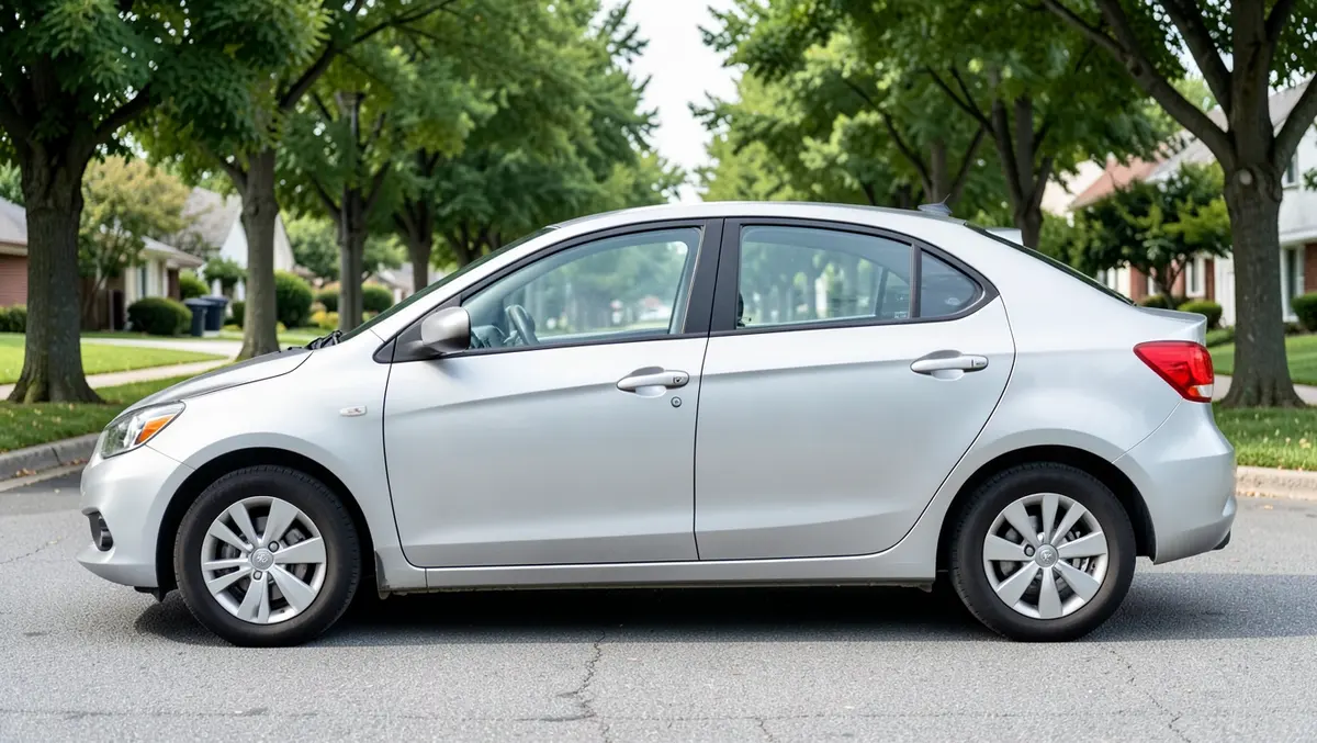 A silver sedan parked on a quiet suburban street