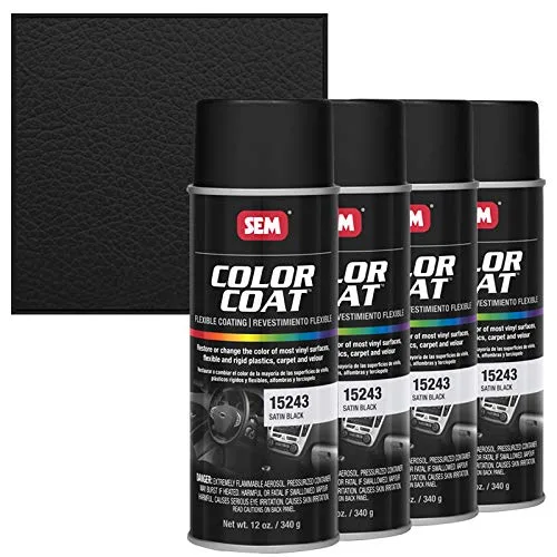SEM 15243 Satin Black Color Coat sold as a 4-pack of 12 oz cans