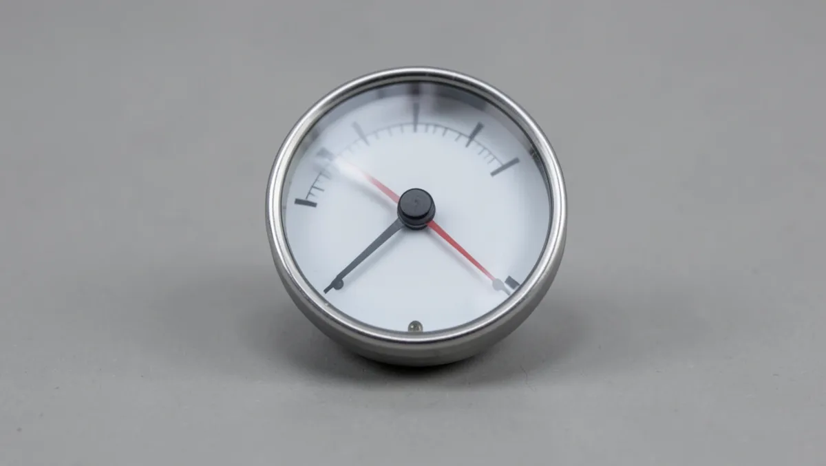 Analog tire pressure gauge used to check inflation as part of routine tire maintenance