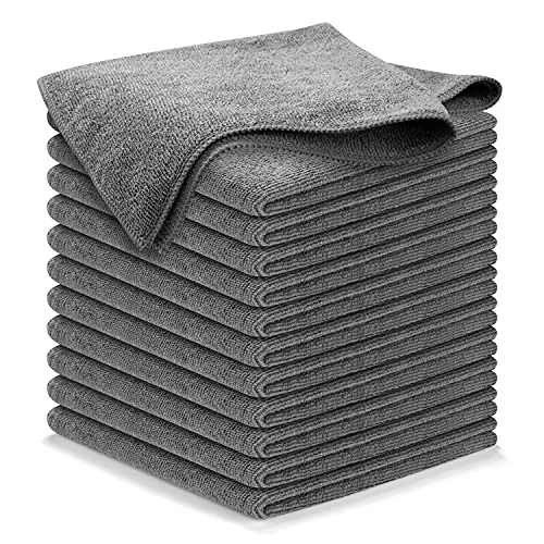 USANOOKS grey microfiber cleaning cloths stacked in a 12-pack for car detailing USANOOKS grey microfiber cleaning cloths stacked in a 12-pack for car detailing