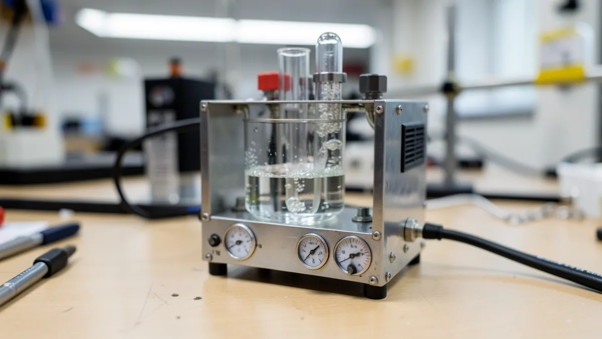 Electrolyzer device splitting water into hydrogen and oxygen using electricity