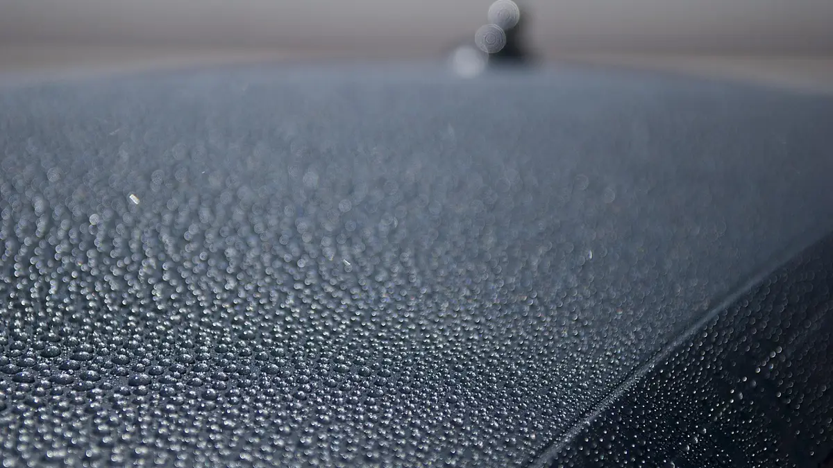 Hand-polishing a car surface with a sponge applicator, similar to headlight polishing technique