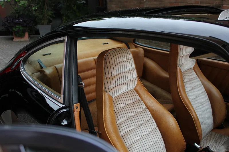 Open car door showing the roof edge and pillar trim around the cabin