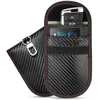 Faraday pouch that blocks RFID signal from a car key fob to help prevent relay theft
