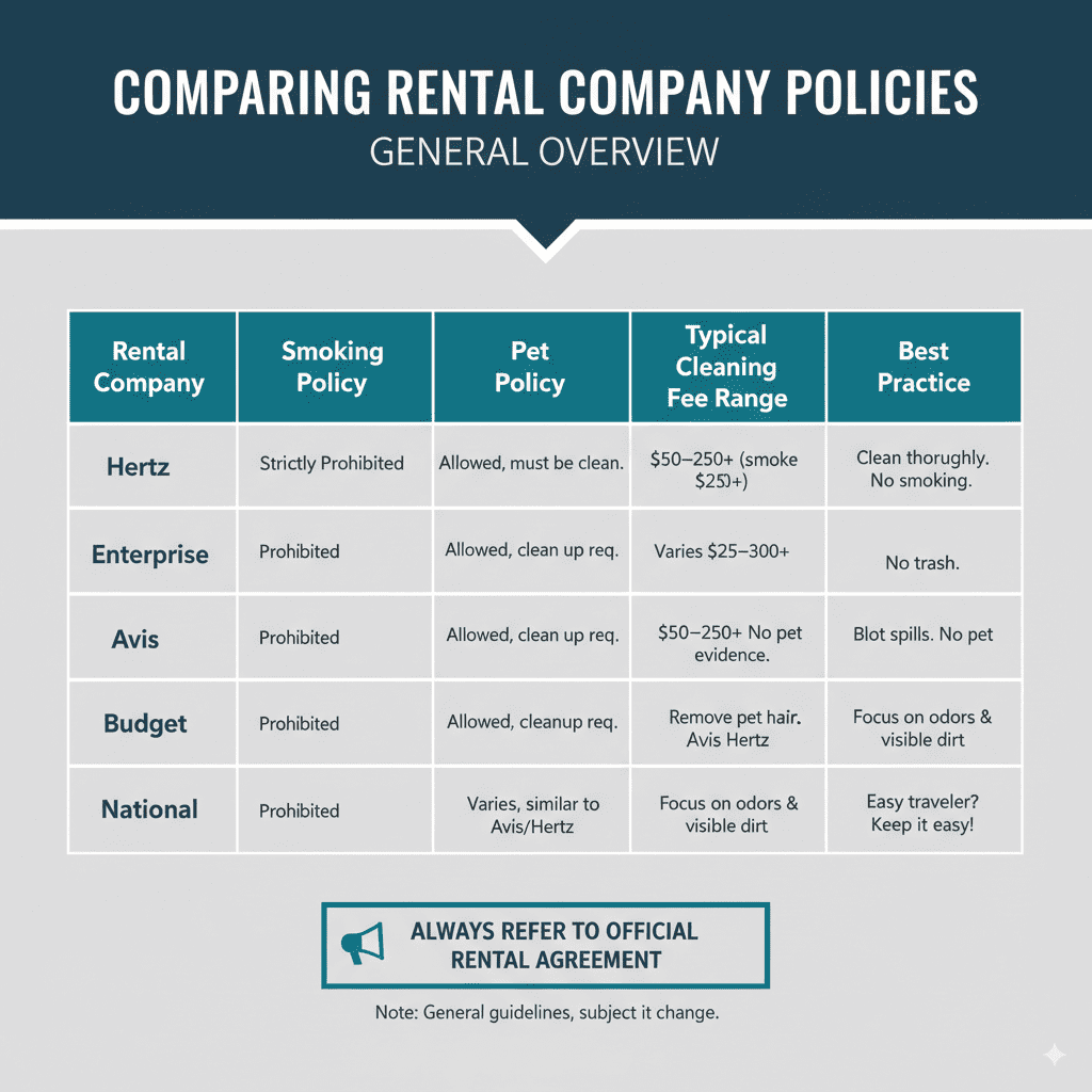 Comparing Rental Company Policies (General Overview)