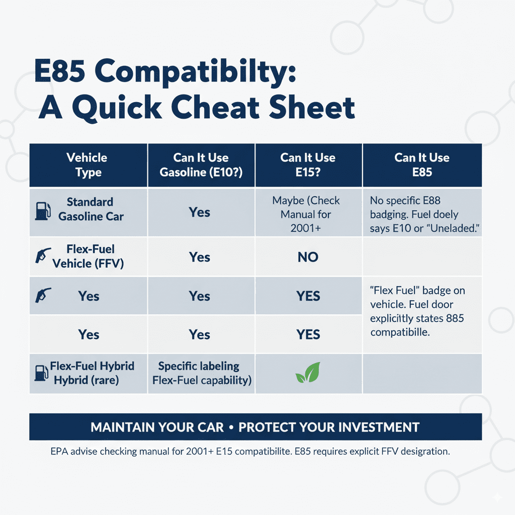 E85 Compatibility: A Quick Cheat Sheet