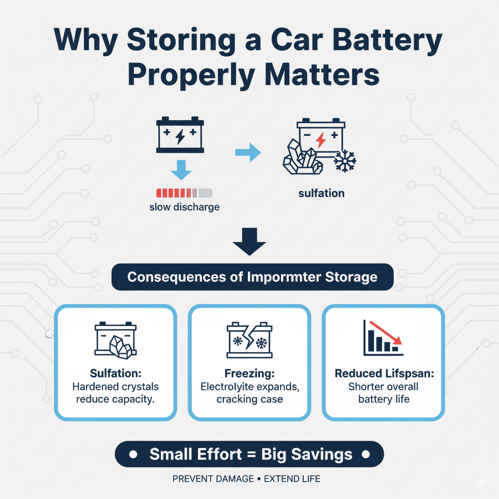 Why Storing a Car Battery Properly Matters