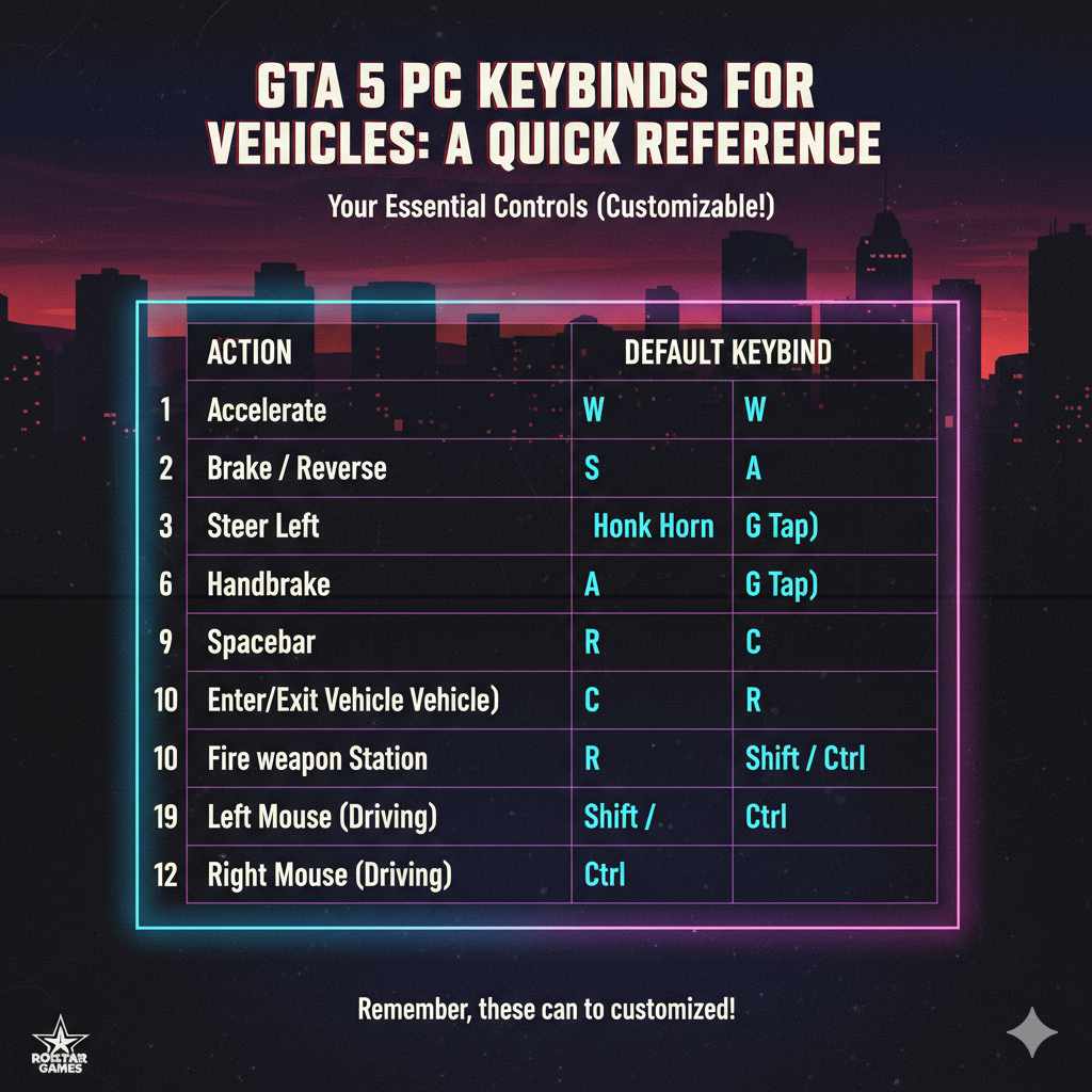 GTA 5 PC Keybinds for Vehicles