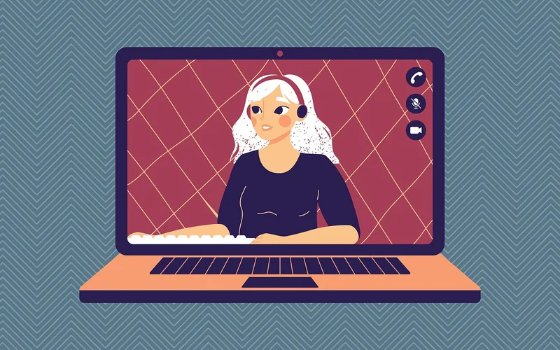 Parent connecting with family over a laptop video call while away from home Parent connecting with family over a laptop video call while away from home