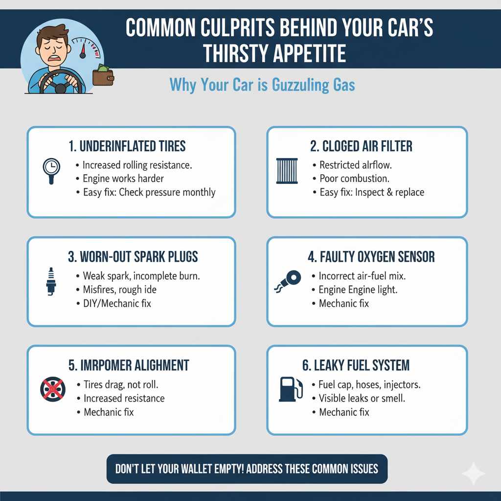Common Culprits Behind Your Car's Thirsty Appetite