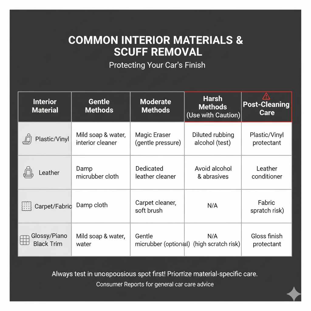 Common Interior Materials and Scuff Removal Comparison