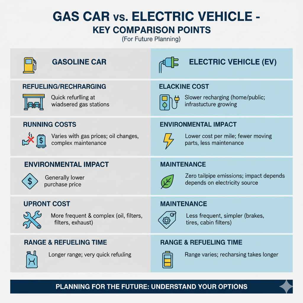 Gas Car vs. Electric Vehicle - Key Comparison Points (For Future Planning)
