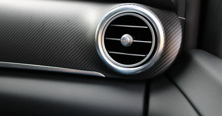 Round dashboard air vent in a car interior