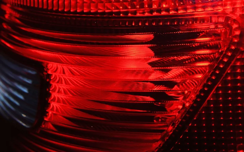 Close-up of a red car tail lamp lens