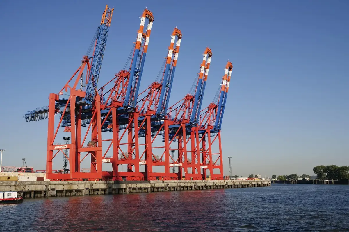 Container cranes at a seaport terminal