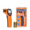 Elitech DIT-220 orange infrared thermometer gun with its packaging and two AAA batteries