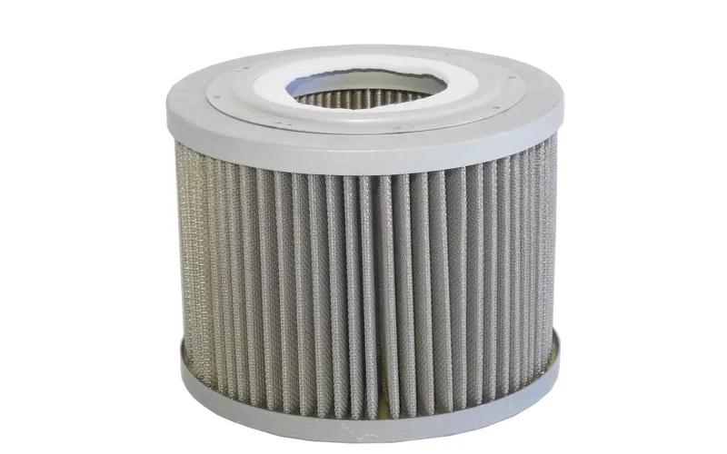 Pleated air filter element shown on its own on a white background Pleated air filter element shown on its own on a white background