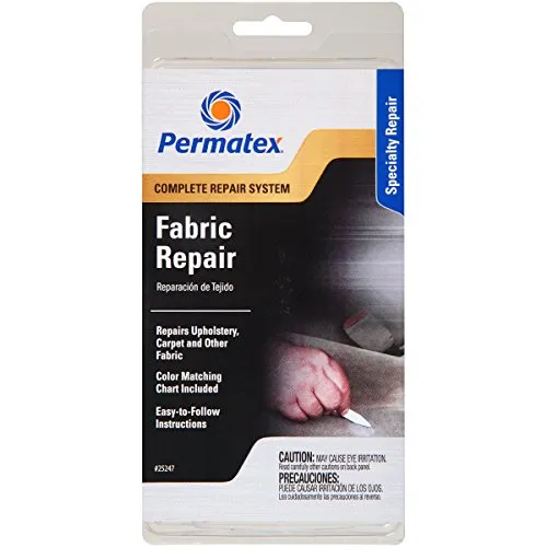 Permatex fabric repair kit gel for patching torn cloth car seat upholstery