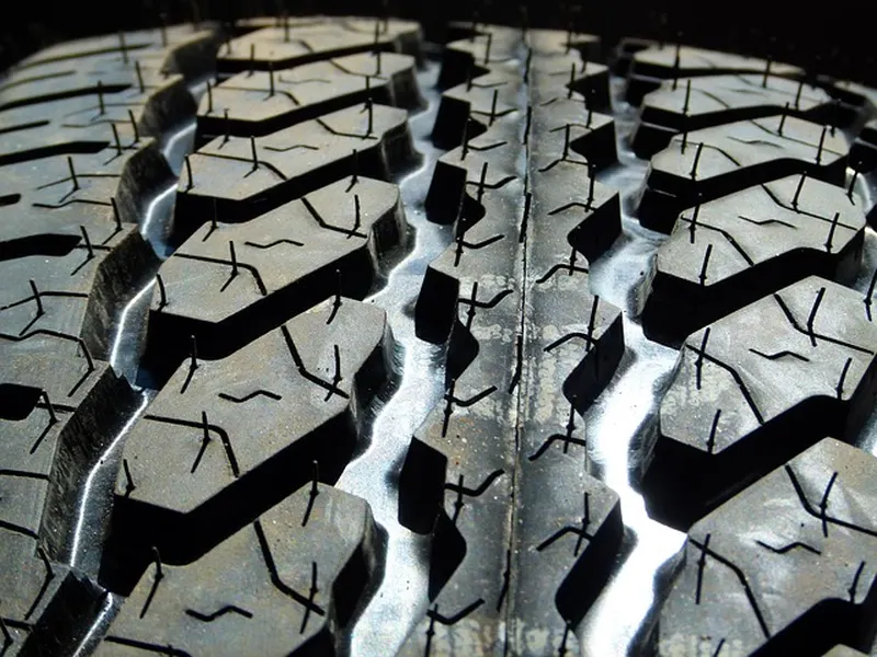 Close-up of a car tire tread
