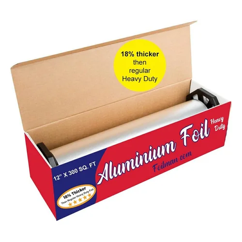 Amazon.com: Foilman Thick & Heavy Duty Aluminum Foil Roll with Sturdy Corrugated Cutter Box, Food Safe Cling Wrap fo