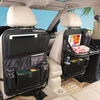 Leather backseat organizer with tablet holder and storage pockets