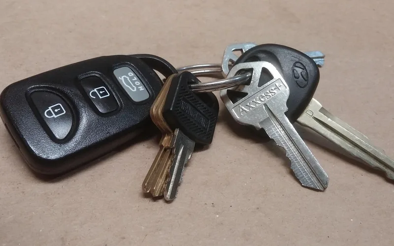 car key fob and ignition key used to start a vehicle car key fob and ignition key used to start a vehicle