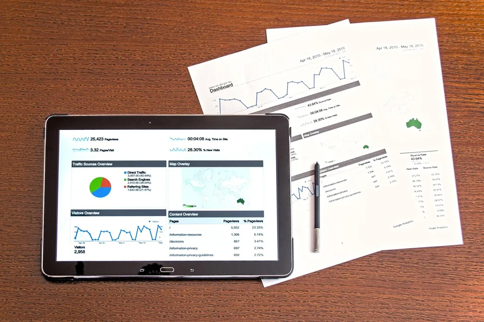 Credit score report and financial analysis charts on a desk