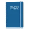 Blue spiral-bound mileage log book with elastic band