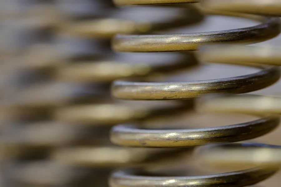 Close-up of a steel coil spring