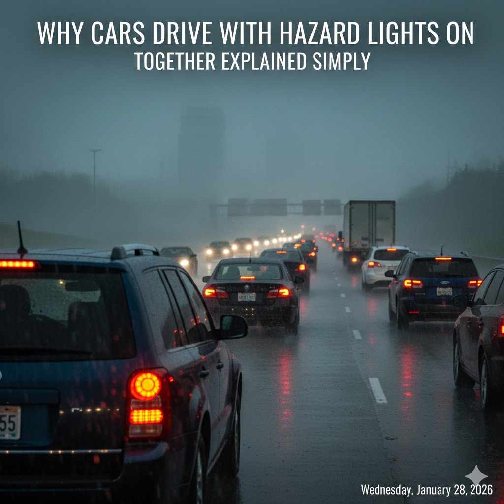 Why Cars Drive With Hazard Lights On Together Explained Simply