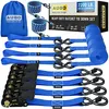 AUGO Ratchet Straps Heavy Duty 4 Pack -15 FT - 2200 LB Break Strength – with Safety Lock S Hooks - C
