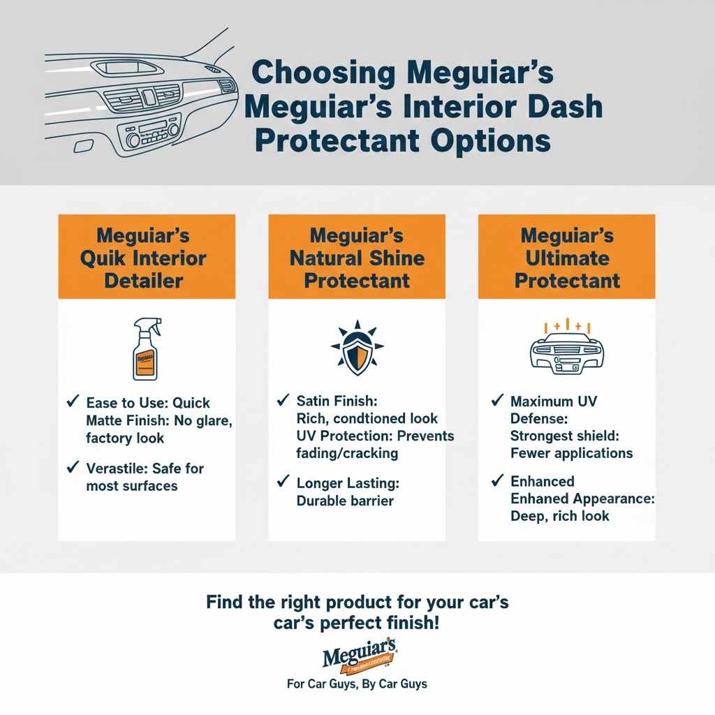 Choosing Meguiar’s Interior Dash Protectant Options

