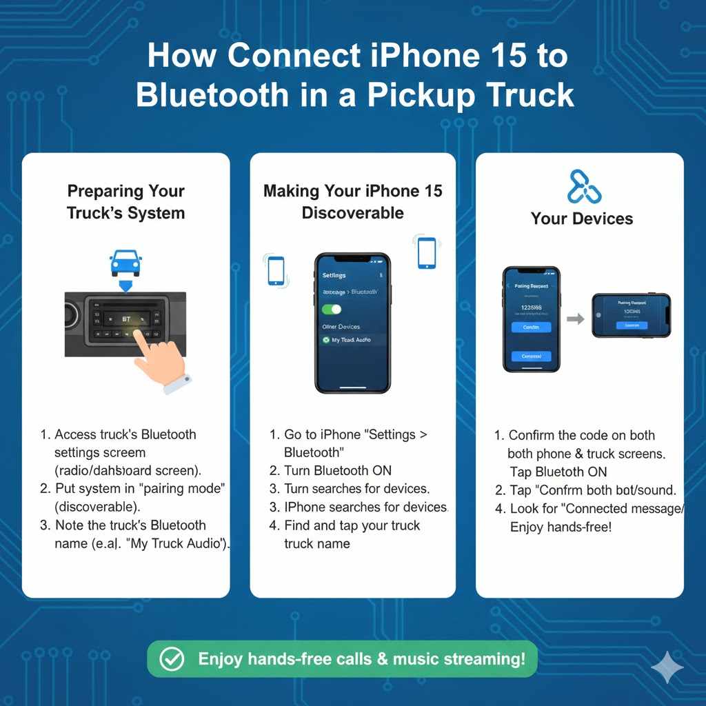 How to Connect iPhone 15 to Bluetooth in a Pickup Truck

