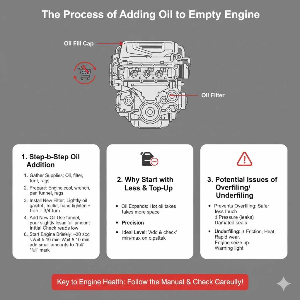 The Process of Adding Oil to an Empty Engine

