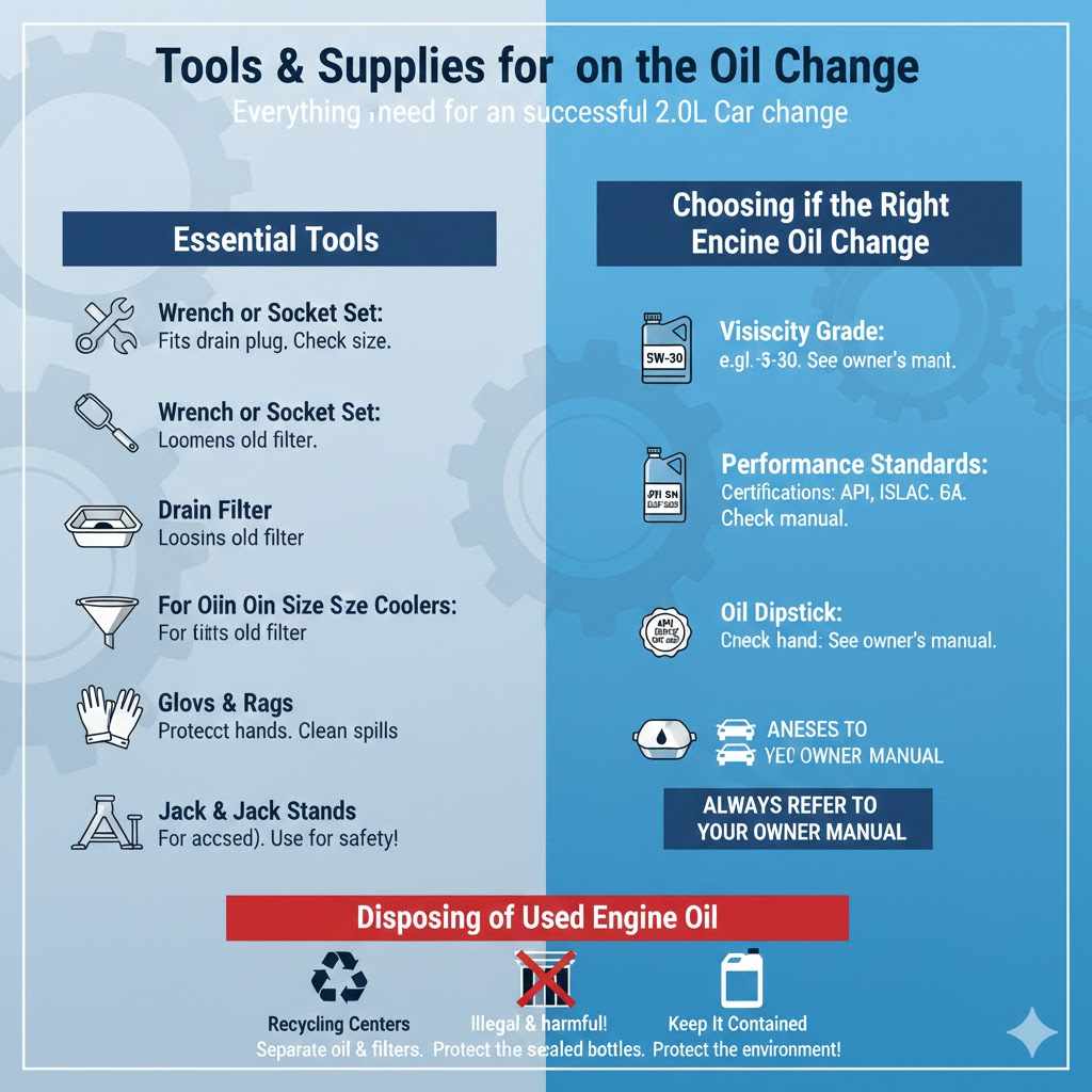 Tools and Supplies for an Oil Change

