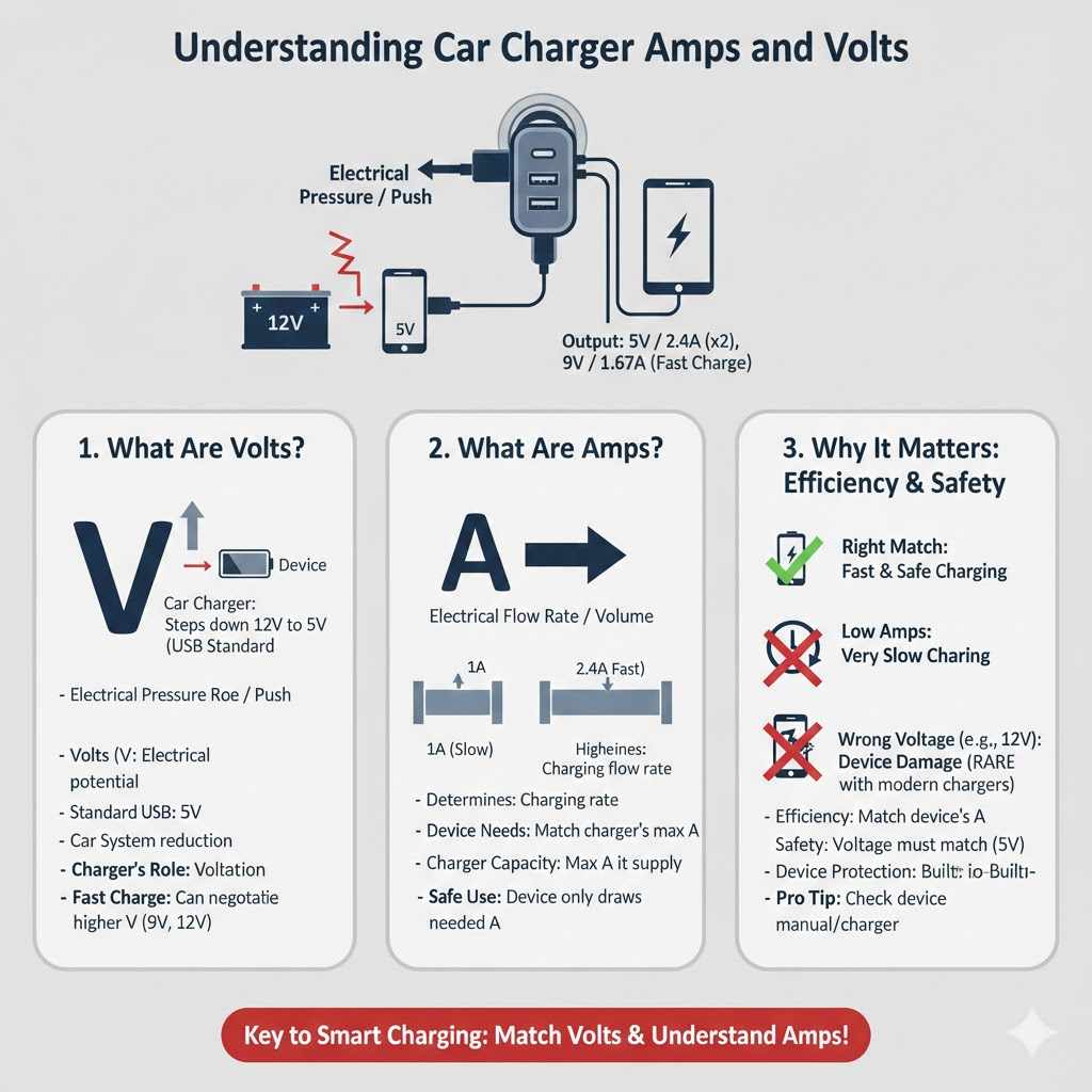 Understanding Car Charger Amps and Volts
