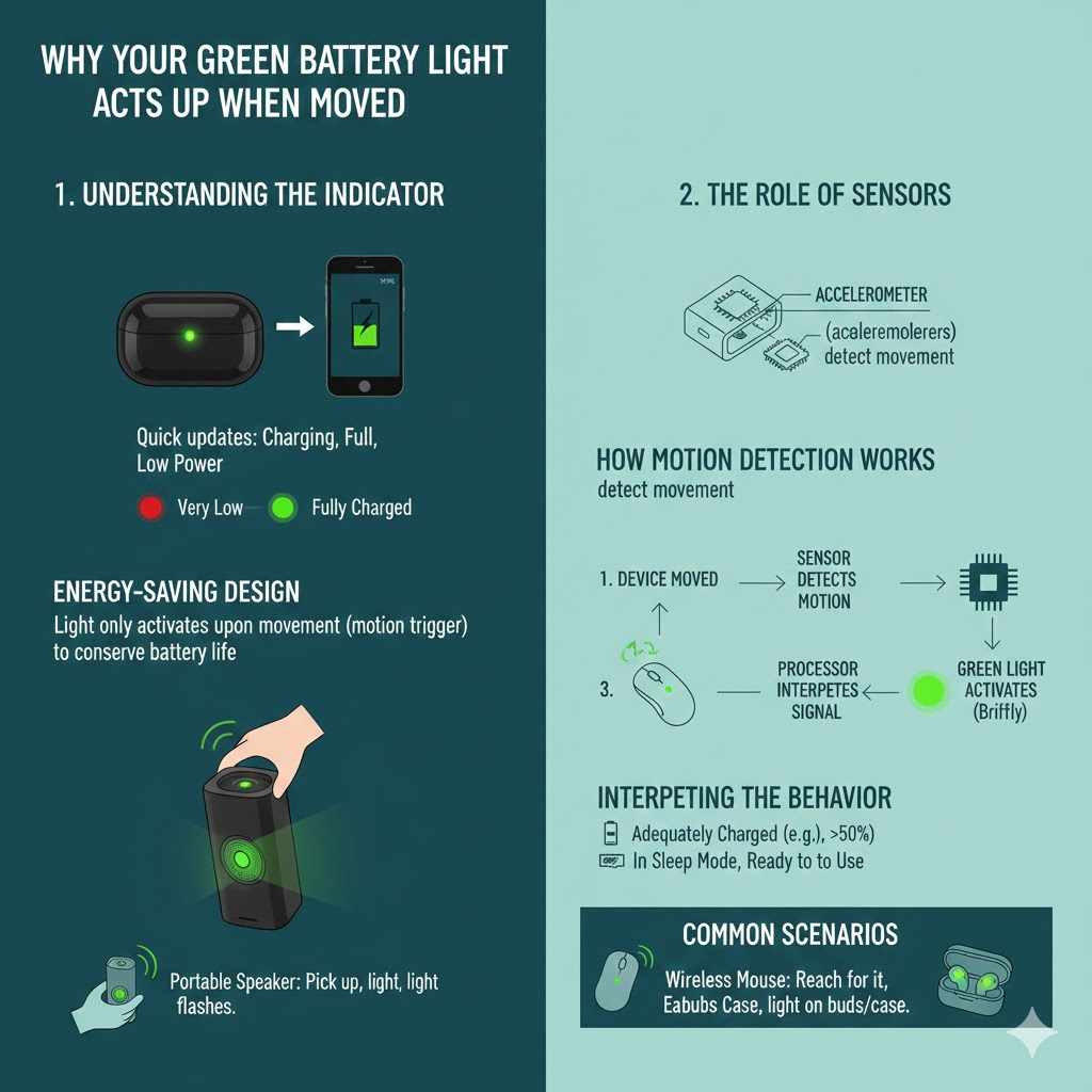 Why Your Green Battery Light Acts Up When Moved

