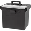 IRIS USA black portable letter-size file box with lid and carry handle