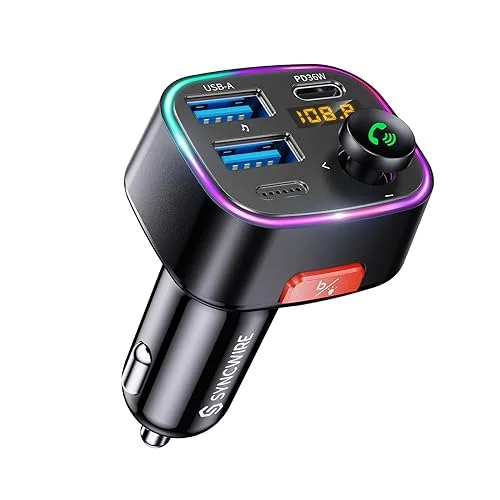 Syncwire Bluetooth 5.4 FM transmitter car adapter with LED display