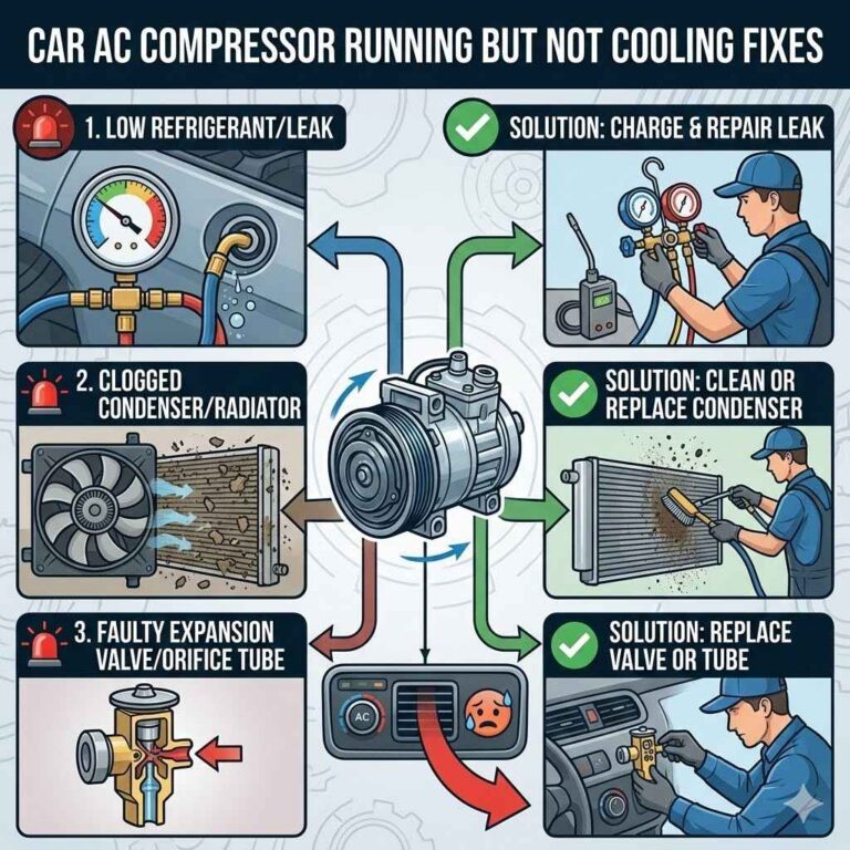 Car AC Compressor Running But Not Cooling Fixes