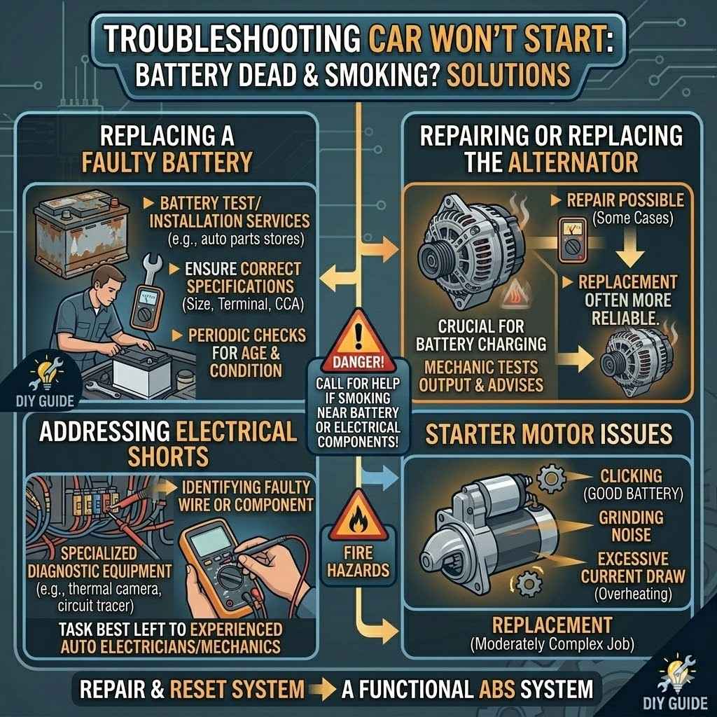 Car Won’t Start Battery Dead and Smoking? Solutions