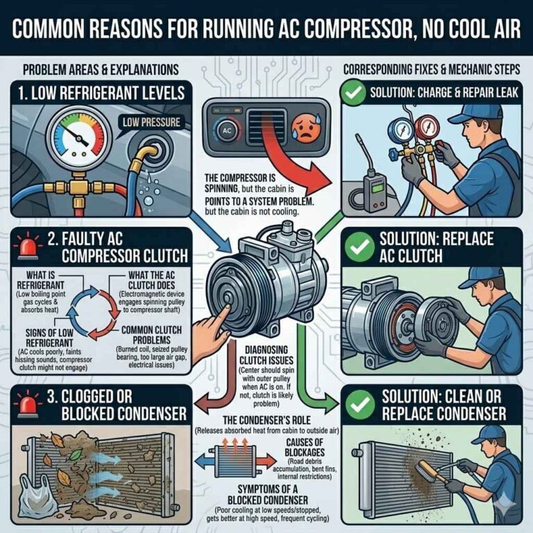 Car AC Compressor Running But Not Cooling Fixes