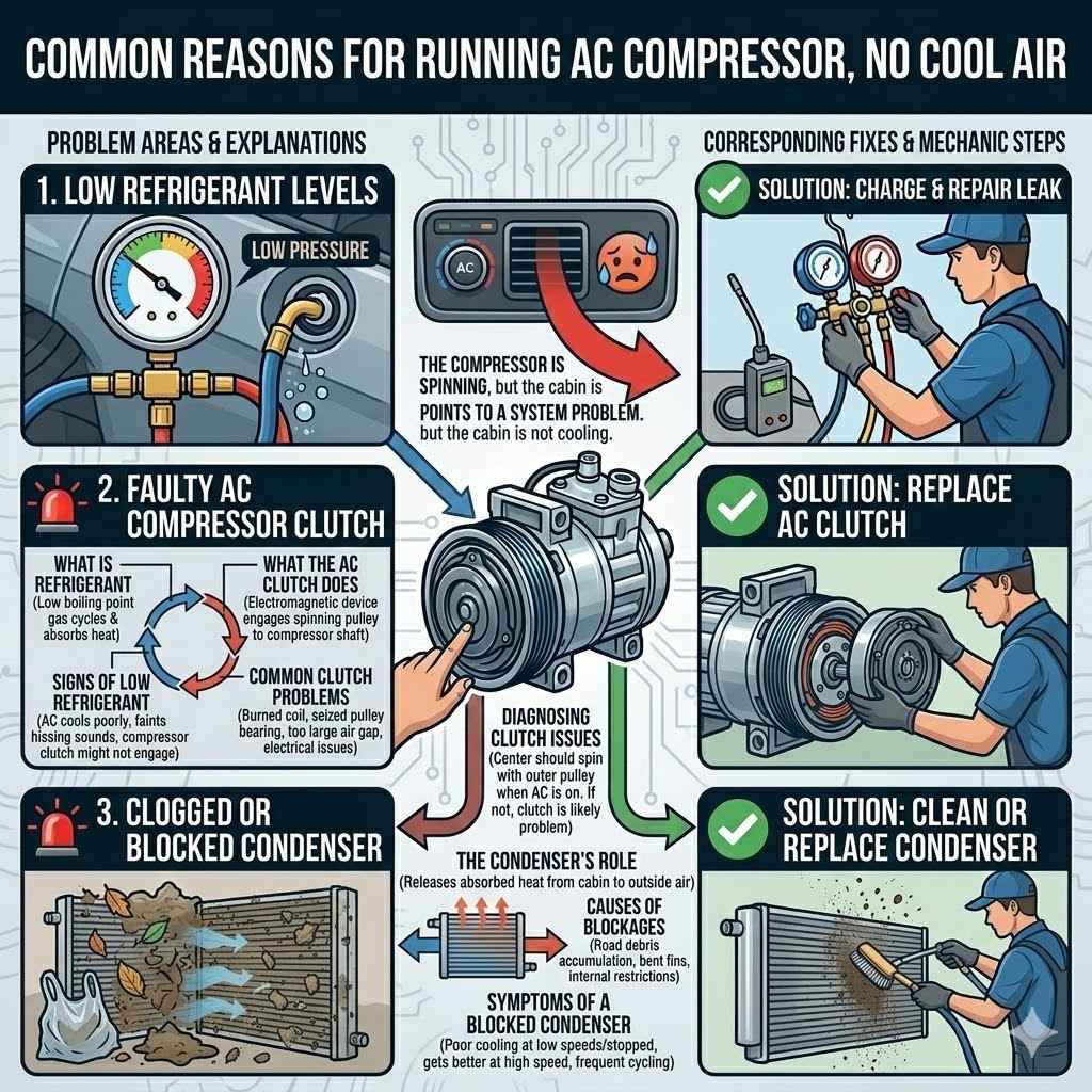 Common Reasons For A Running AC Compressor No Cool Air