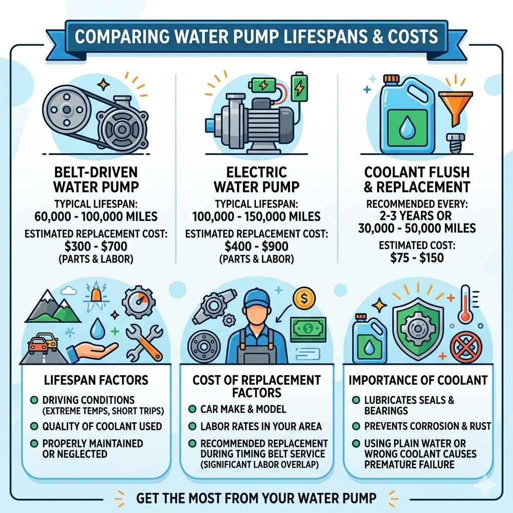 Comparing Water Pump Lifespans and Costs