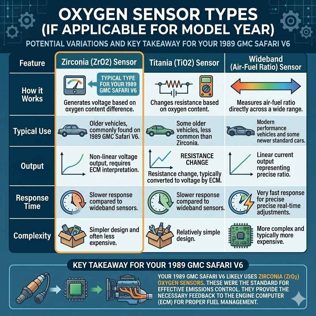 Comparison of Oxygen Sensor Types (If Applicable for Model Year)