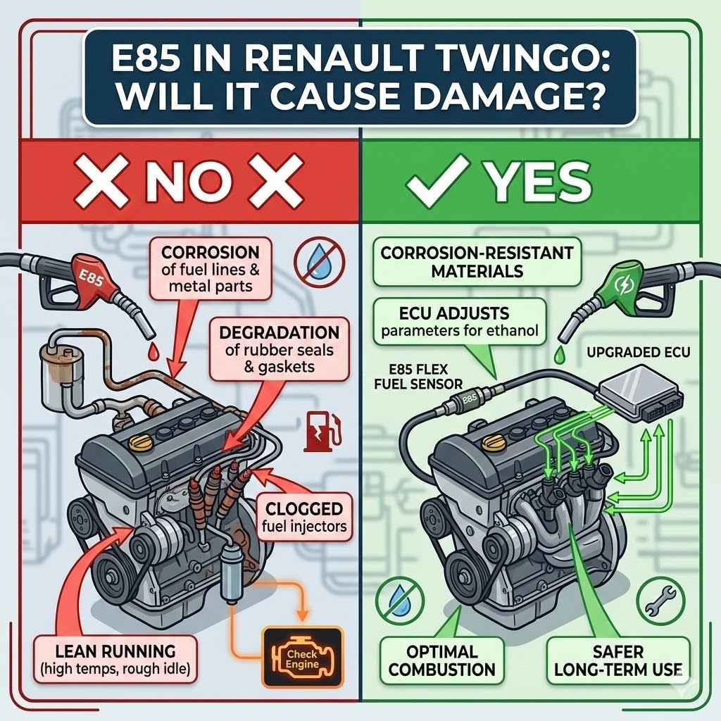 E85 in Renault Twingo Will It Cause Damage