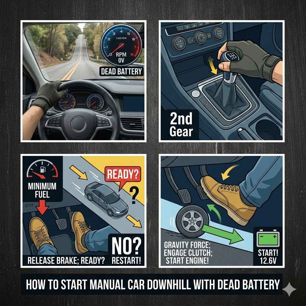 How to Start Manual Car Downhill with Dead Battery