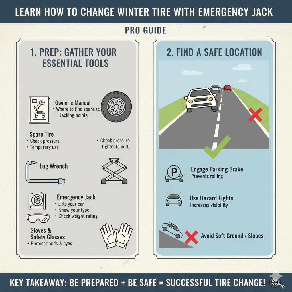Learn How to Change Winter Tire With Emergency Jack
